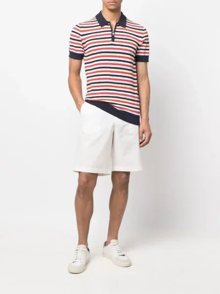 Ριγέ πλεκτό polo Orlebar Brown με σχέδιο μπλε