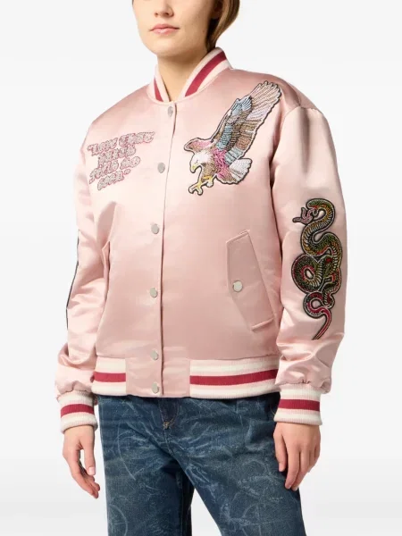 Geacă bomber Philipp Plein cu broderie roz