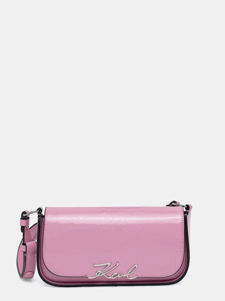 Usnjena torbica Karl Lagerfeld roza