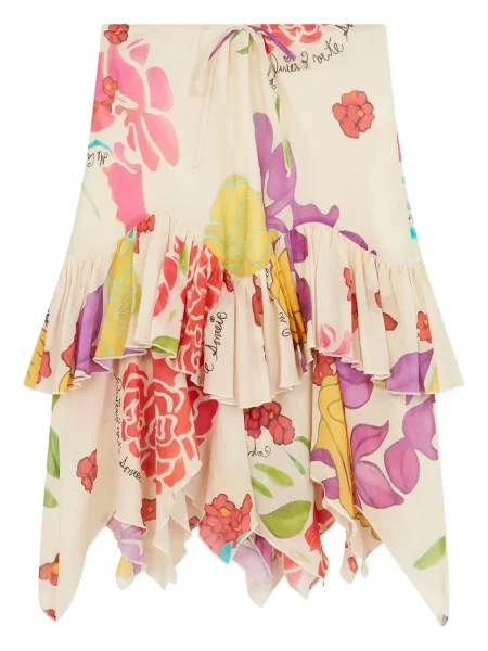 Fustă midi Donde Esteban cu model floral cu imagine până la genunchi