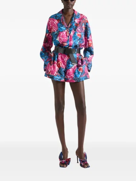 Cămașă Givenchy de mătase cu model floral cu imagine albastru