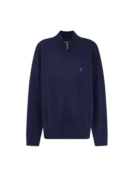 Kardigan Polo Ralph Lauren wełniany ze stójką granatowy