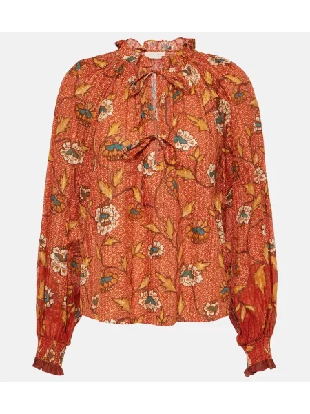 Bluză Ulla Johnson cu model floral portocaliu