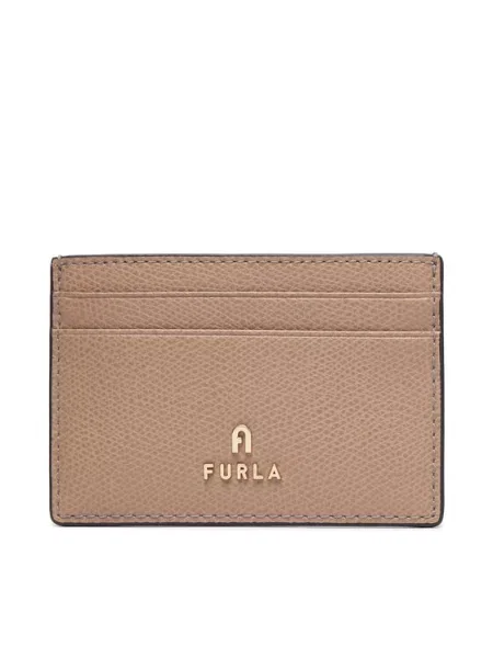 Furla etui na karty skórzane beżowy