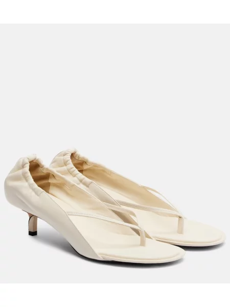 Chiloți tanga Jacquemus din piele alb