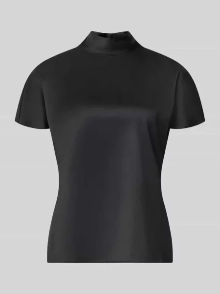 T-shirt z mieszanki ze stójką Stefanel czarna
