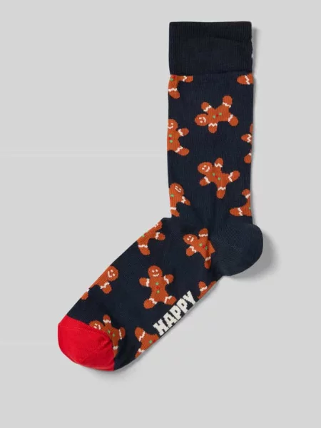 Happy Socks skarpety z drobnej dzianiny Mężczyźni niebieski wzorzysty granatowe