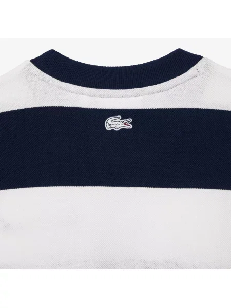 Lacoste Bluza Z Okrągłym Kołnierzykiem W Paski granatowa
