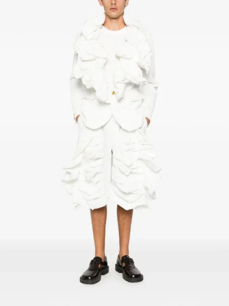 Gėlėtas striukė Comme Des Garçons Homme Plus su raukiniais balta