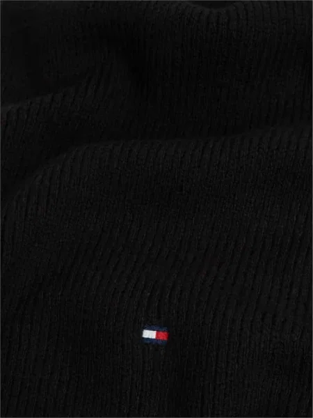 Szal z mieszanki bawełny z dodatkiem wełny Tommy Hilfiger czarna