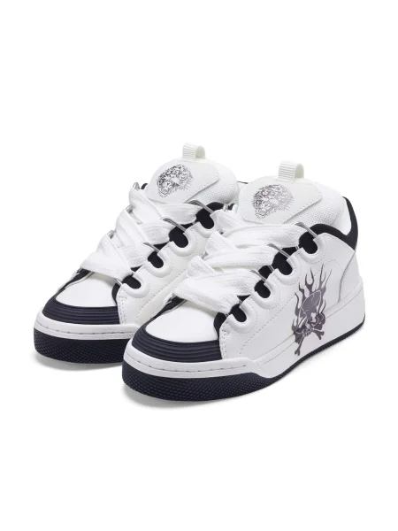 Ed Hardy Nízke tenisky Flaming Skull námornícka modrá biela