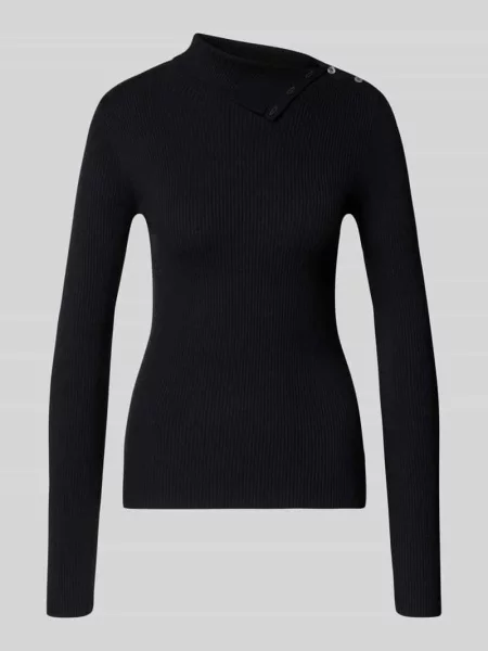 Sweter o kroju slim fit z mieszanki w imitacji dzianiny Myon czarny
