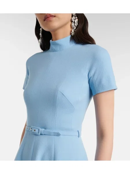 Rochie midi Emilia Wickstead de lână albastru