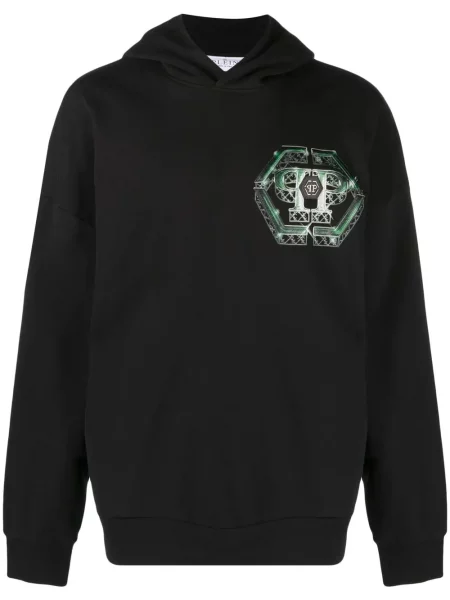 Hanorac cu glugă Philipp Plein cu imagine negru