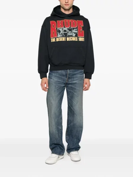 Bluza z kapturem Rhude z nadrukiem czarna