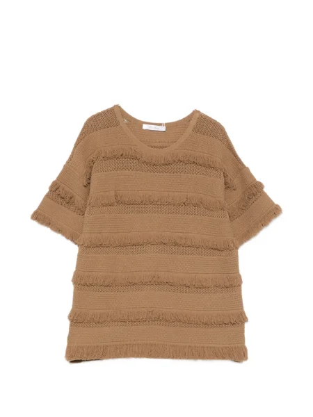 Тениска Max Mara с ресни кафяво