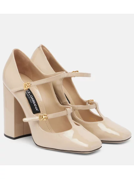 Pantofi cu toc Dolce&gabbana din piele de lac bej