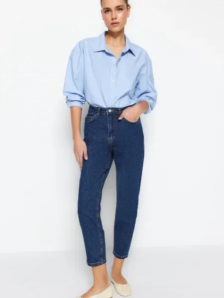 Mom jeans Trendyol niebieskie