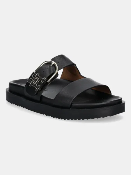 Кожени чехли Tommy Hilfiger LEATHER SPORTY MULE черно