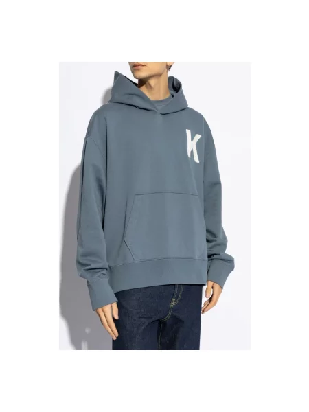 Bluza z kapturem Kenzo w tygrysie prążki niebieska