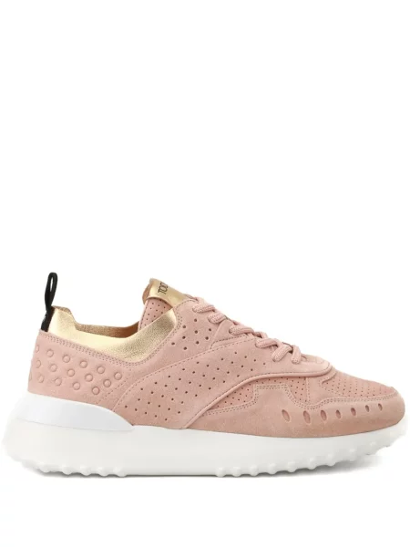 Sneakerși Tod's din piele de căprioară roz