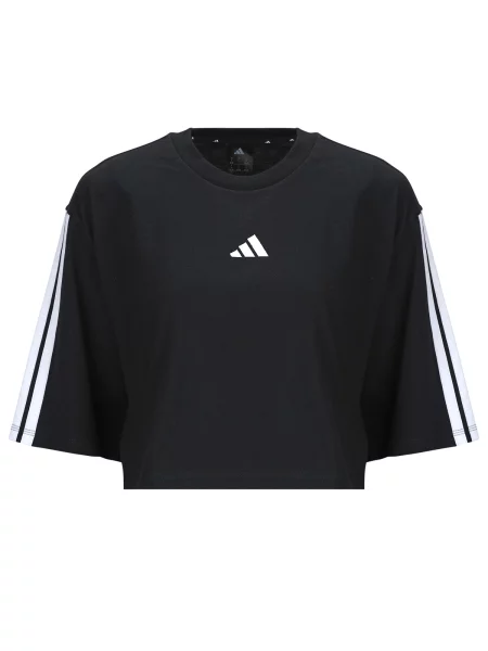 Majica Adidas s črtami s kratkimi rokavi črna