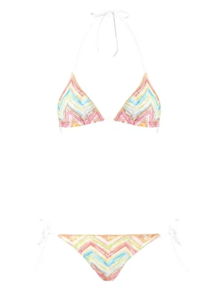 Bikini Missoni tricotate alb