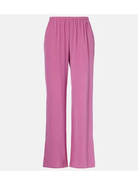 Pantaloni Asceno de mătase cu picior lat roz