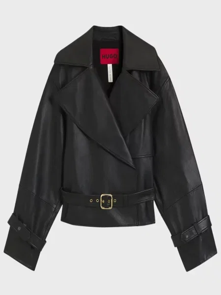 Шкіряна куртка Hugo чорна