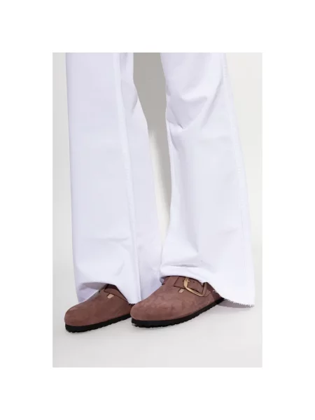 Klapki Birkenstock skórzane na sprzączkę różowe