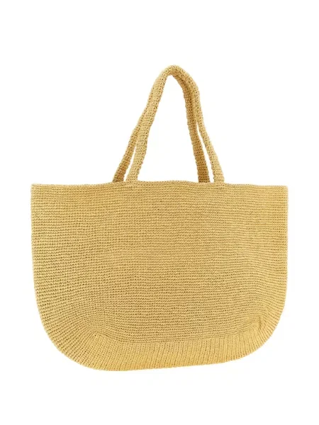 Geantă shopper Off-white cu broderie alb