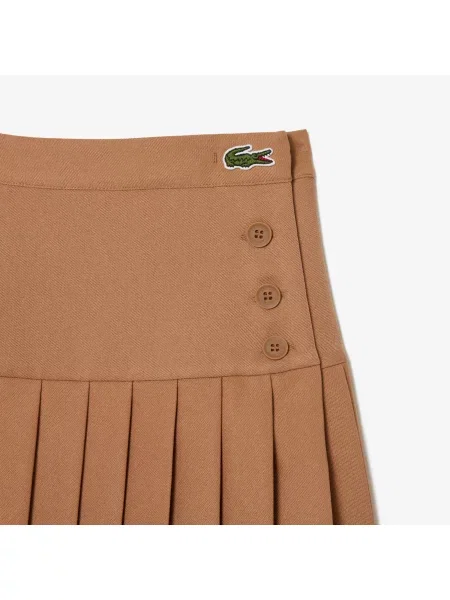 Lacoste Spódnica Plisowana Z W Talii brązowa