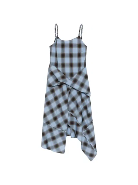 Rochie midi Feng Chen Wang în carouri până la genunchi de costum albastru