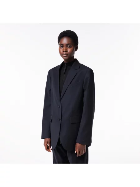 Lacoste Marynarka Wełniana Oversized granatowa