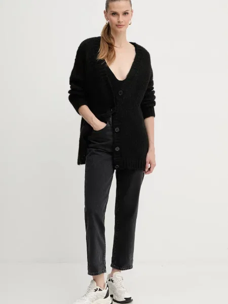 Шерстяной легкий кардиган Silvian Heach черный