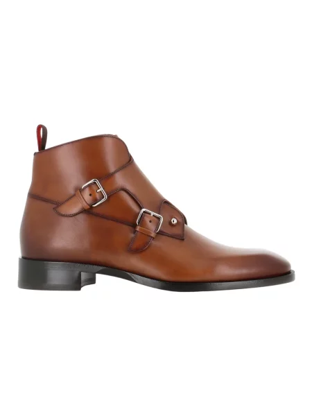 Botki Christian Louboutin skórzane brązowe