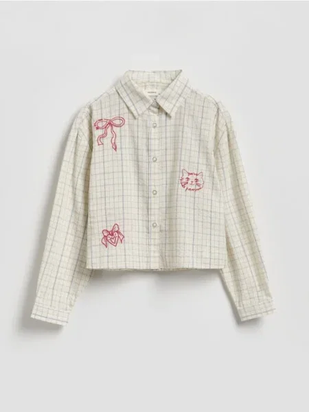 Reserved Картата сорочка кремовий 