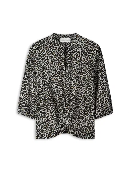 Lniana bluzka Helena Hart z nadrukiem czarna