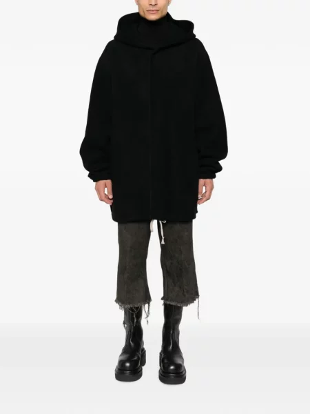 Palton Rick Owens cu glugă negru