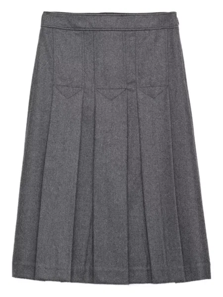 Fusta plisata Prada plisată de flanelă gri