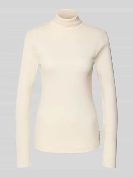 Golf o kroju slim fit z mieszanki bawełny beżowy