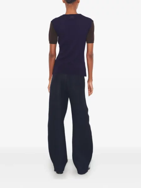 Tricou Tory Burch de lână scurt albastru