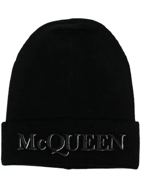 Căciulă Alexander Mcqueen cu broderie tricotate negru