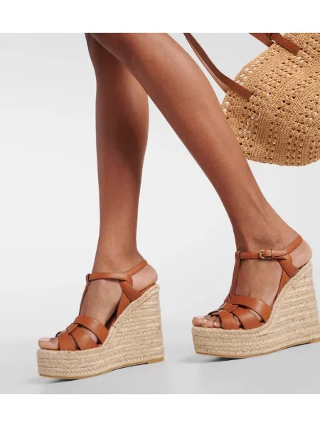 Espadrile Saint Laurent din piele maro