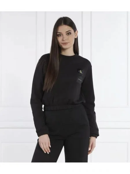 CALVIN KLEIN JEANS Hanorac SATIN BOXES | Cropped Fit negru