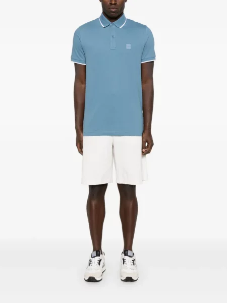 Tricou polo Boss cu autograf albastru