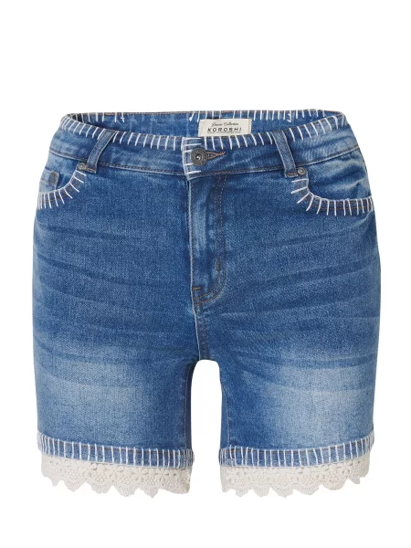 KOROSHI Traperice plavi traper / prljavo bijela