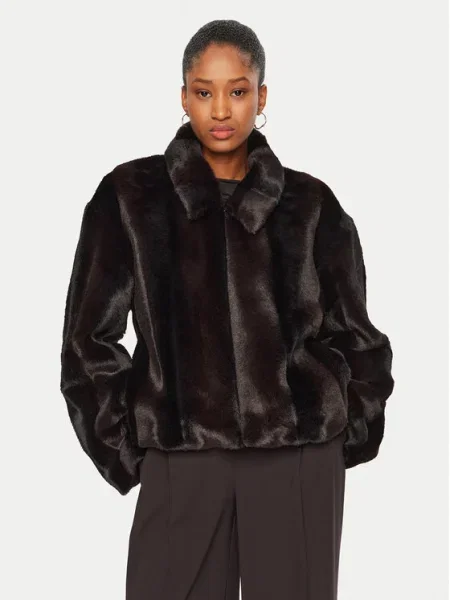 Palton de blană Bardot negru