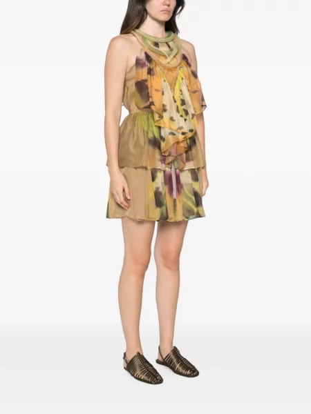 Rochie mini Alberta Ferretti cu imagine cu imprimeu abstract verde