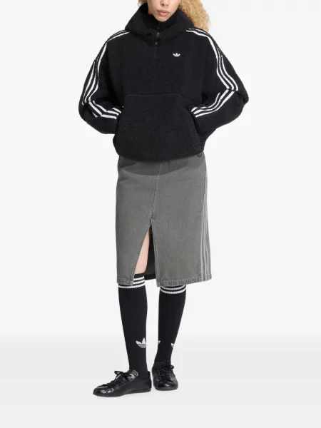 Hanorac cu glugă Adidas din fleece negru